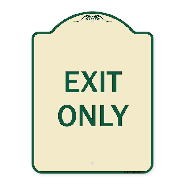 Signmission Designer Series Sign-Exit Only, Tan & Green Heavy-Gauge Aluminum, 24" H, 18" L, TG-1824-9976 A-DES-TG-1824-9976 - main